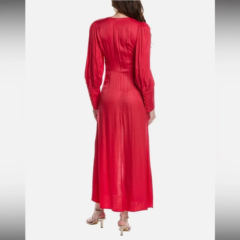 FARM Rio Red Cutout Front Bishop Sleeve Dress - Picture 2 of 10